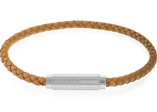 Bransoletka męska Calvin Klein Modern Grid 35000422 skóra brązowa