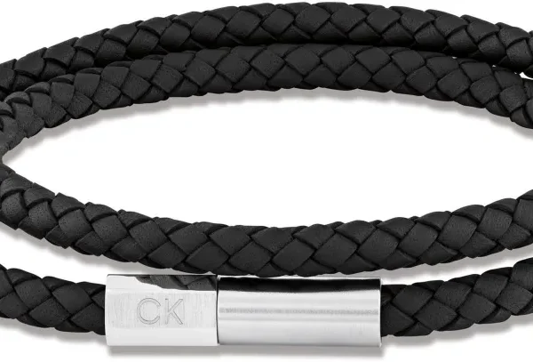 Bransoletka męska Calvin Klein Industrial Facets 35100042 skóra czarna