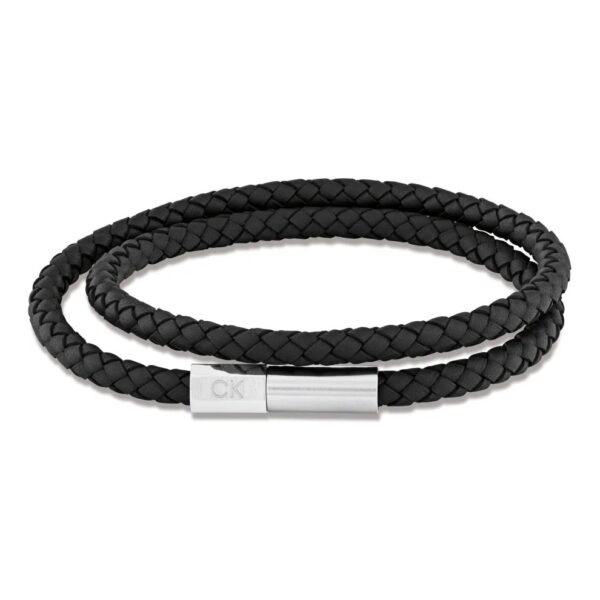 Bransoletka męska Calvin Klein Industrial Facets 35100042 skóra czarna