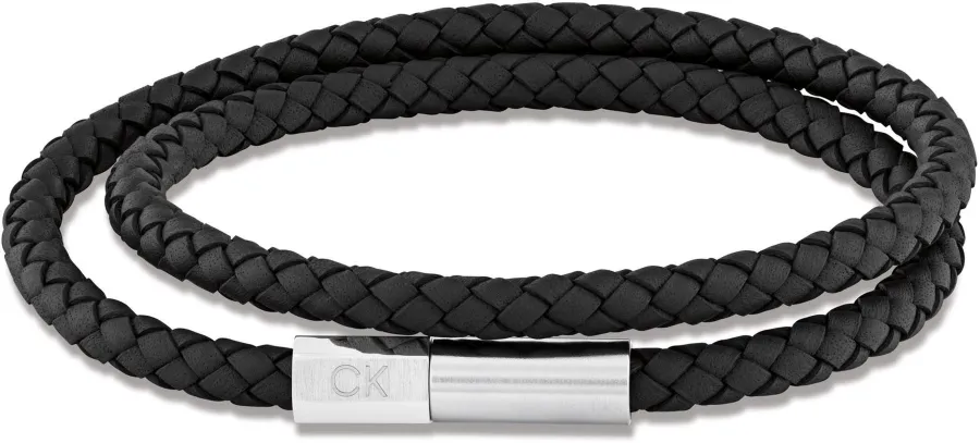 Bransoletka męska Calvin Klein Industrial Facets 35100042 skóra czarna