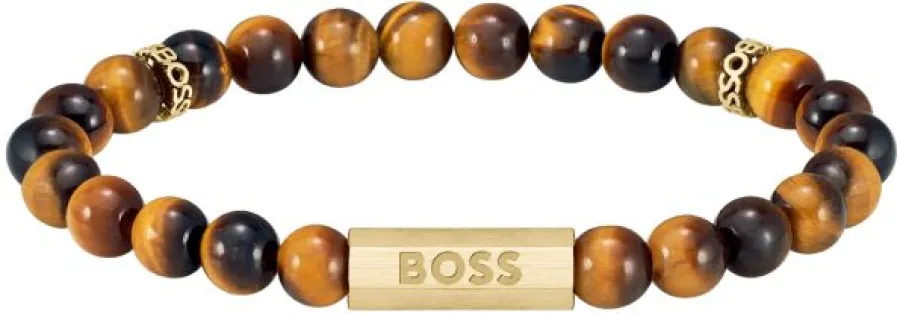 Bransoletka męska BOSS Sphere 1580661M z kulek tygrysiego oka