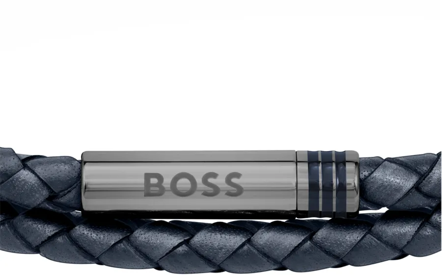 Bransoletka BOSS Ares 1580494M granatowa – detal wykończenia skóry