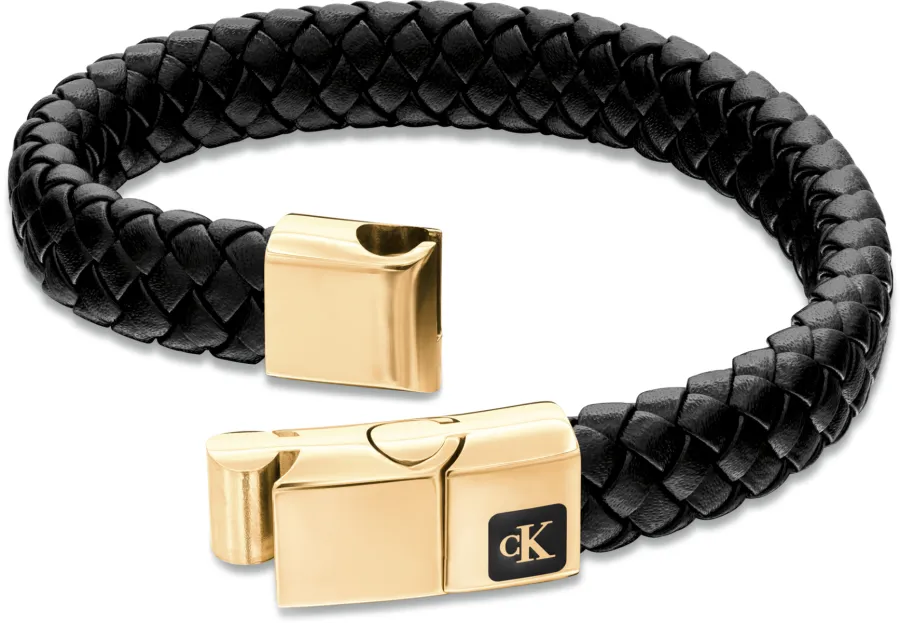 Bransoletka męska Calvin Klein CK Essential 35100115 skóra czarna – zbliżenie