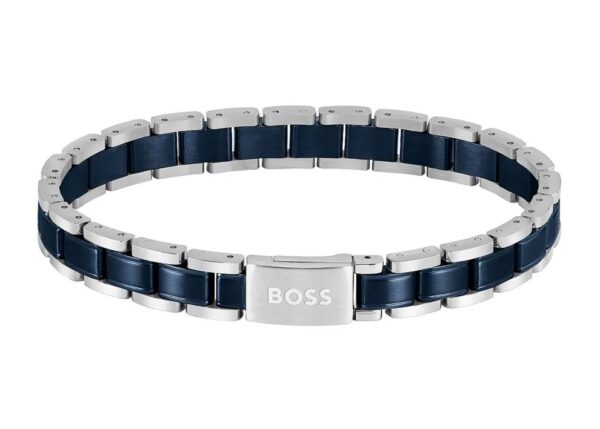 Bransoletka męska BOSS Metal Links Essentials 1580664 ze stali szlachetnej z granatowym akcentem