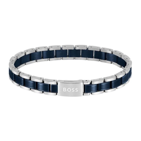Bransoletka męska BOSS Metal Links Essentials 1580664 ze stali szlachetnej z granatowym akcentem