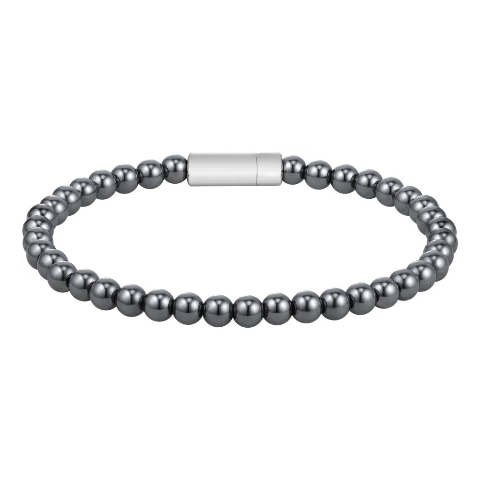 Bransoletka męska BOSS Sphere Beads 1580790M z hematytu i stali szlachetnej