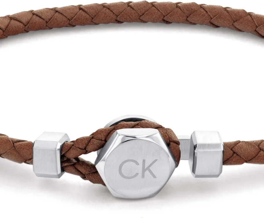 Bransoletka męska Calvin Klein Latch 35000261 skóra brązowa – zbliżenie