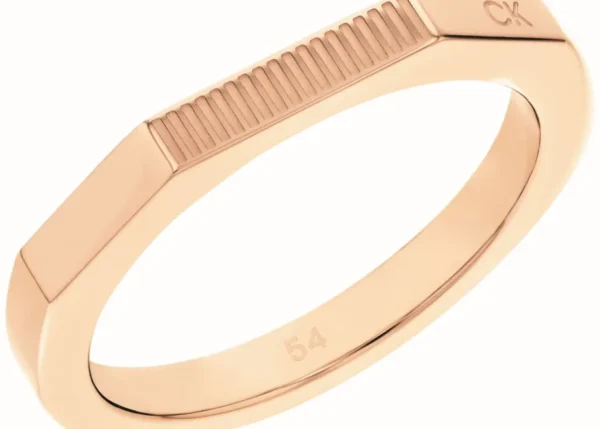 Pierścionek damski Calvin Klein Faceted Bar 35000189b stal w kolorze różowego złota