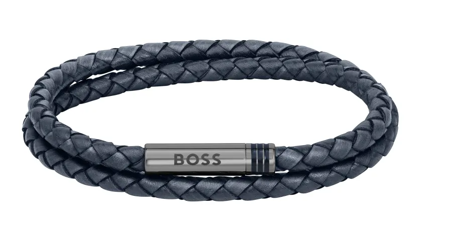 Bransoletka męska BOSS Ares 1580494M z granatowej skóry
