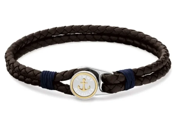 Bransoletka męska Tommy Hilfiger 2790692 skóra brązowo-granatowa ze stalą