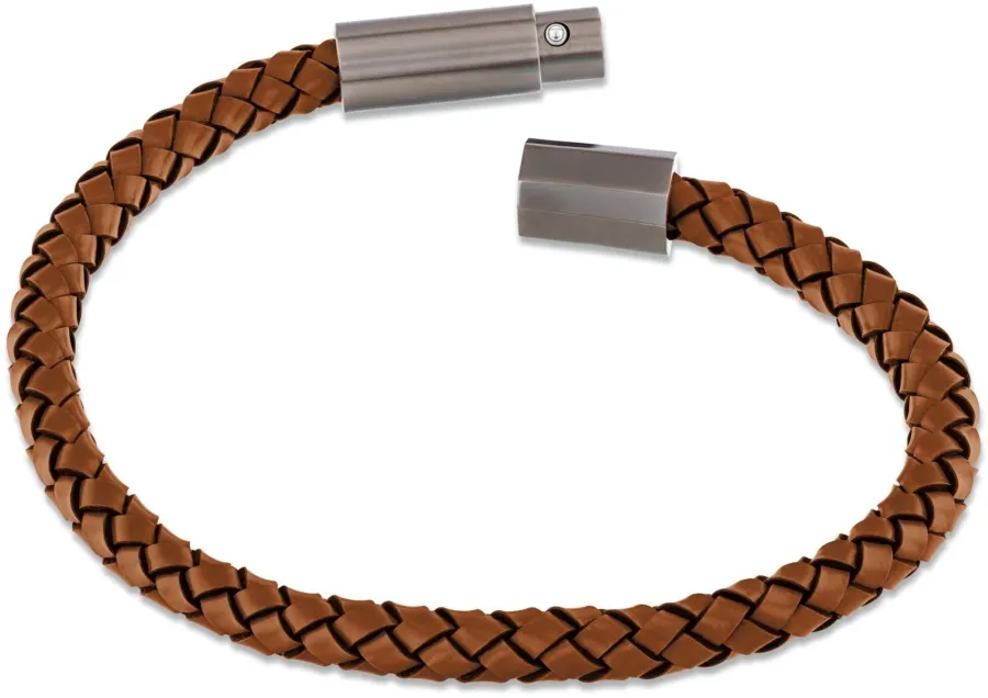 Bransoletka męska Calvin Klein Industrial Facets 35100046 skóra brązowa – detal