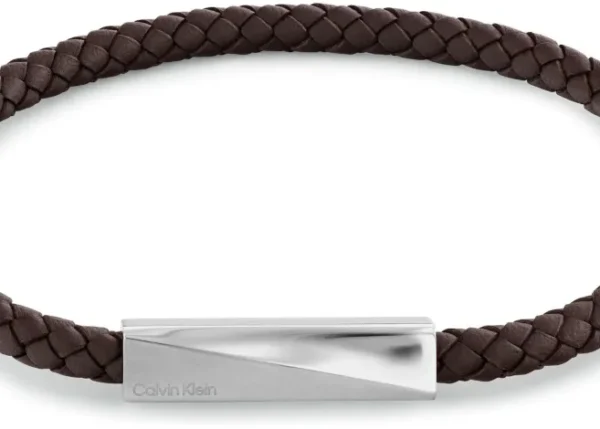 Bransoletka męska Calvin Klein Iconic ID 35100064 skóra brązowa