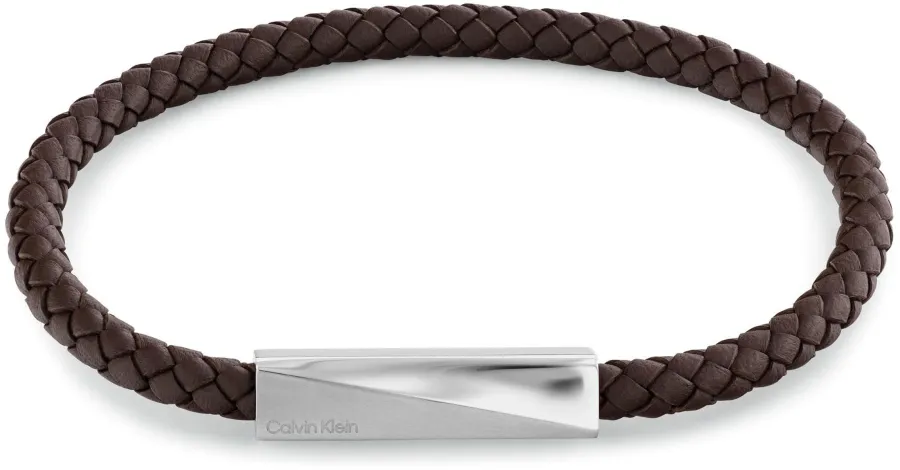 Bransoletka męska Calvin Klein Iconic ID 35100064 skóra brązowa
