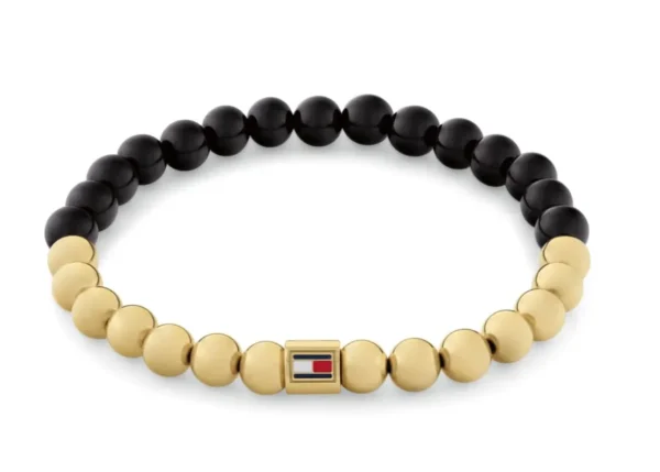 Bransoletka damska Tommy Hilfiger 2780961 stal złota z czarnymi kamieniami