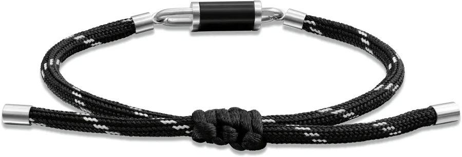Bransoletka męska Calvin Klein CK Interlock 35100119 stal i nylon czarny – zbliżenie