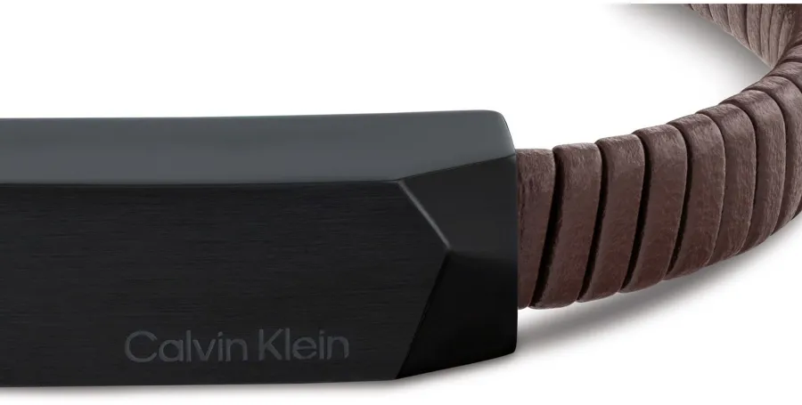 Bransoletka męska Calvin Klein Magnify 35100014 skóra brązowa – detal
