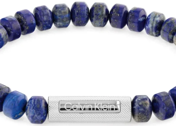 Bransoletka męska Calvin Klein Beaded 35000282 stal i lapis lazuli granatowa
