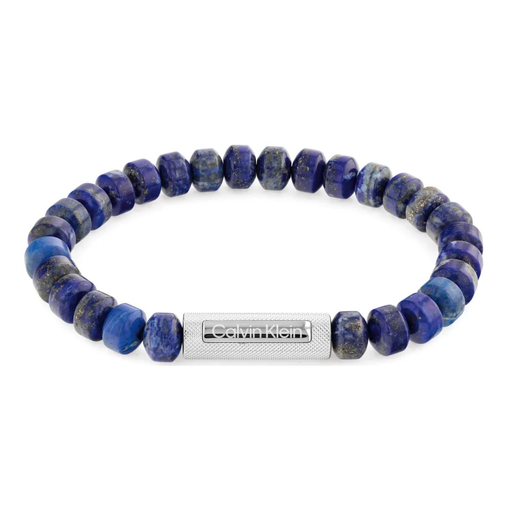 Bransoletka męska Calvin Klein Beaded 35000282 stal i lapis lazuli granatowa