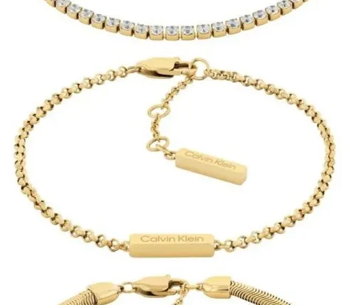 Zestaw biżuterii damski Calvin Klein CK Trio 35000797 – trzy bransoletki ze stali złotej