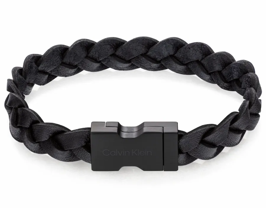 Bransoletka męska Calvin Klein Industrial Hardware 35000568 skóra czarna