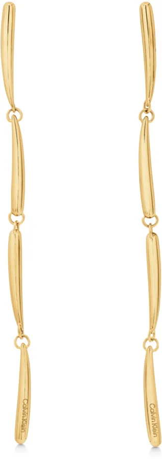 Kolczyki damskie Calvin Klein Elongated Drops 35000995 stal złota – detal