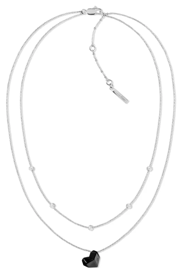 Naszyjnik damski Calvin Klein Faceted Heart 35000999 stal czarna