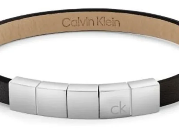 Bransoletka męska Calvin Klein Minimalistic Squares 35100062 skóra czarna