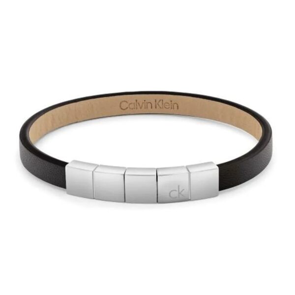 Bransoletka męska Calvin Klein Minimalistic Squares 35100062 skóra czarna