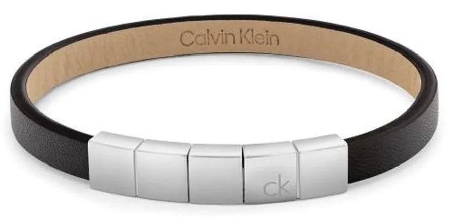 Bransoletka męska Calvin Klein Minimalistic Squares 35100062 skóra czarna
