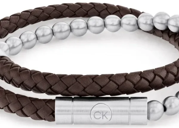 Bransoletka męska Calvin Klein CK Fuse 35100023 skóra brązowa