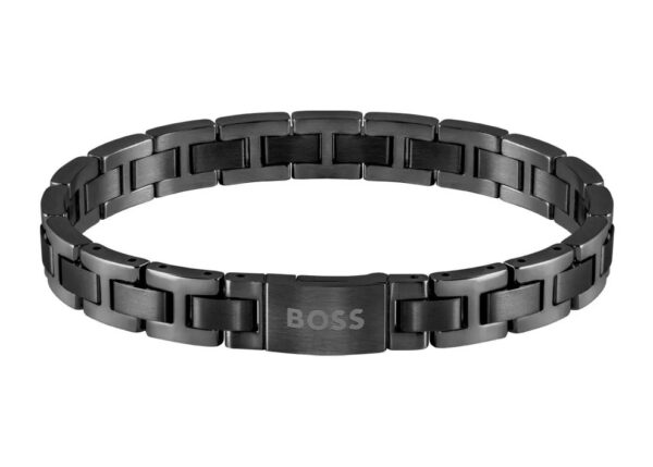 Bransoletka męska BOSS Metal Link Essentials 1580055 ze stali szlachetnej w czarnym wykończeniu