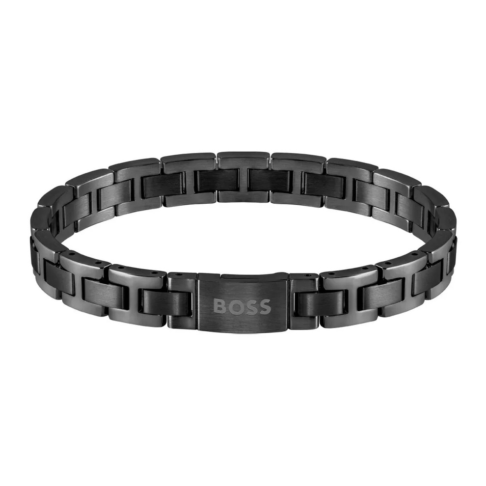 Bransoletka męska BOSS Metal Link Essentials 1580055 ze stali szlachetnej w czarnym wykończeniu