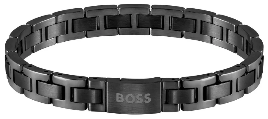 Bransoletka męska BOSS Metal Link Essentials 1580055 ze stali szlachetnej w czarnym wykończeniu