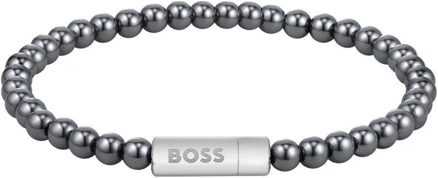 Bransoletka BOSS Sphere Beads 1580790M grafitowo-stalowa – detal stalowego elementu