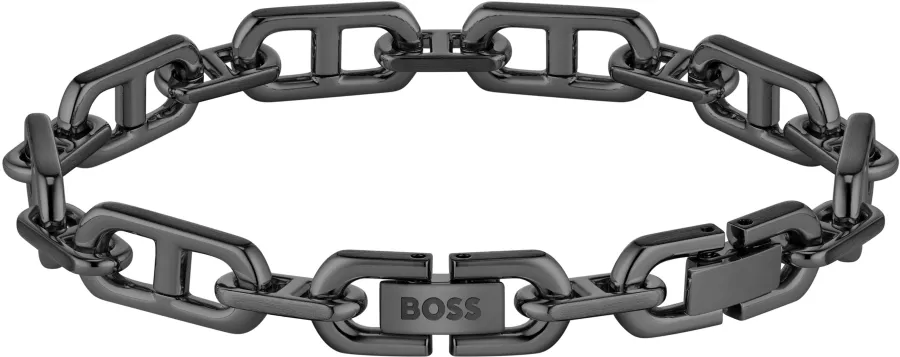 Bransoletka BOSS Kode Chain 1580728M czarna – detal czarnego wykończenia stali