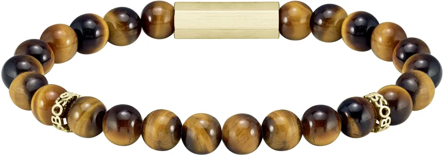 Bransoletka BOSS Sphere 1580661M brązowa – detal z logo BOSS