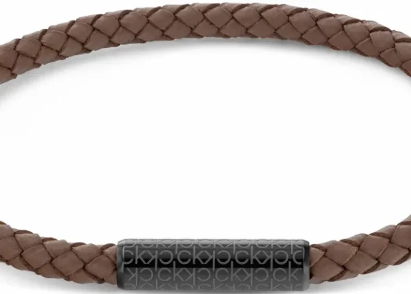 Bransoletka męska Calvin Klein Braided Bracelet 35000103 skóra pleciona brązowa