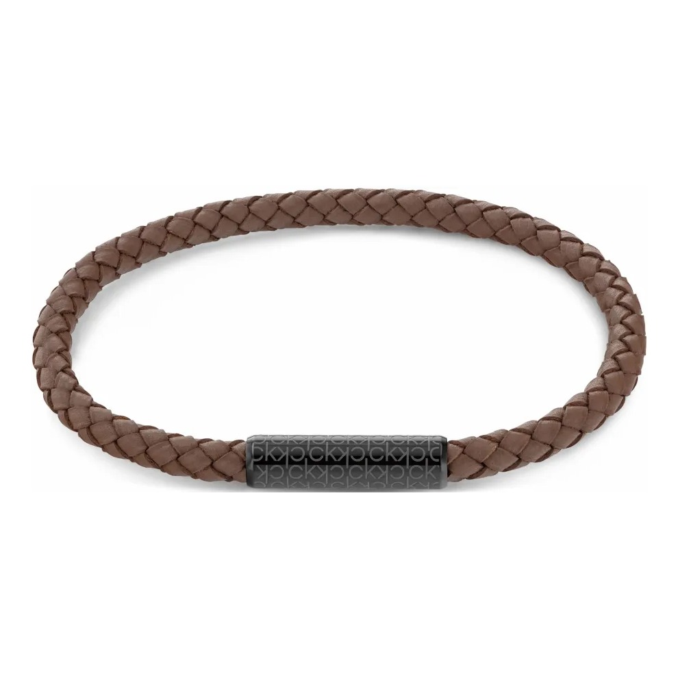 Bransoletka męska Calvin Klein Braided Bracelet 35000103 skóra pleciona brązowa