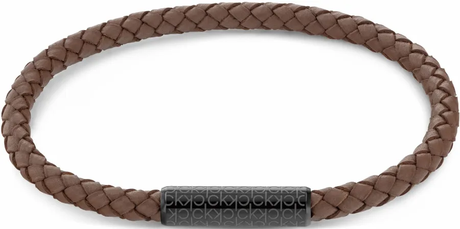 Bransoletka męska Calvin Klein Braided Bracelet 35000103 skóra pleciona brązowa