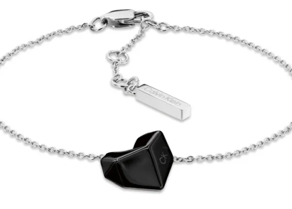 Bransoletka damska Calvin Klein Faceted Heart 35001000 stal czarno-srebrna