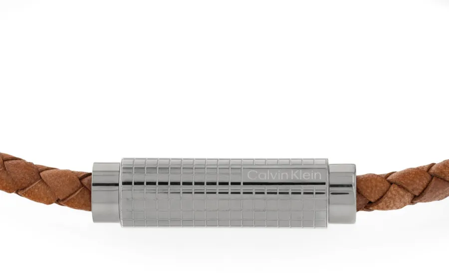 Bransoletka męska Calvin Klein Modern Grid 35000421 skóra brązowa – detal