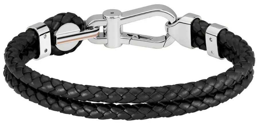 Bransoletka BOSS Ares Prime 1580699M czarno-stalowa – detal stalowego elementu