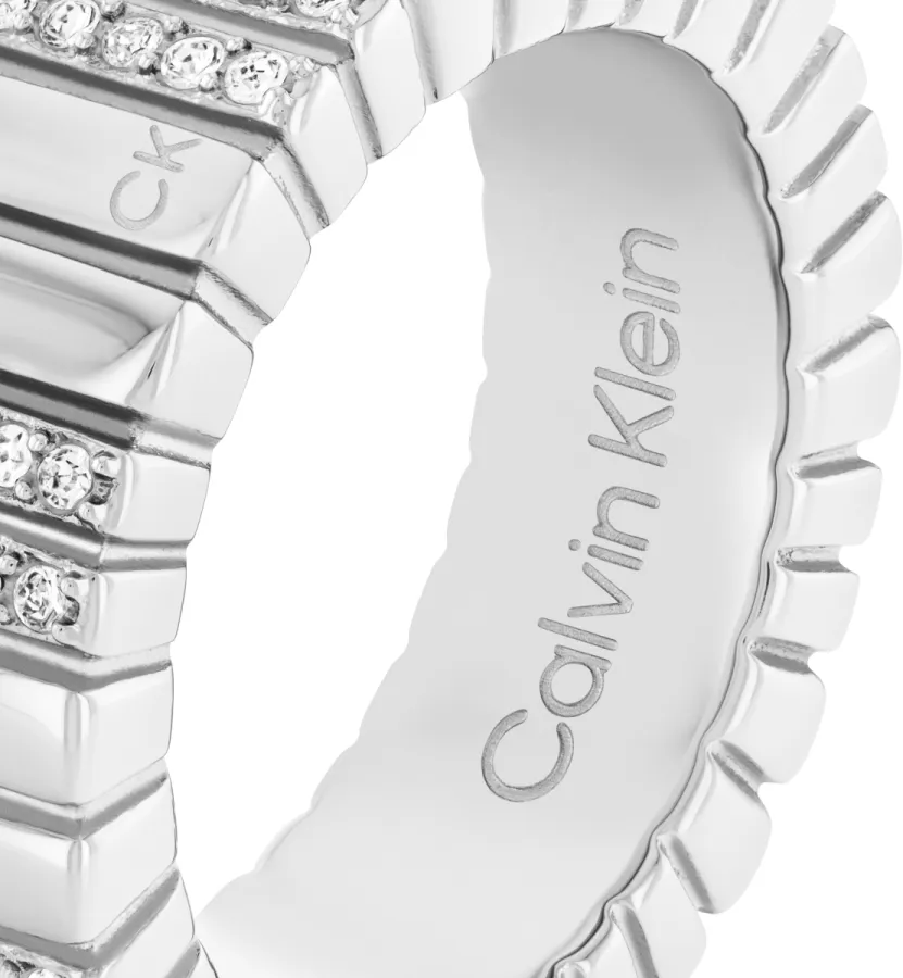 Pierścionek damski Calvin Klein Minimalistic Metals 35000440c stal srebrna – detal kryształu
