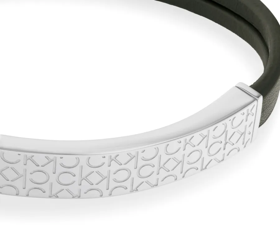 Bransoletka męska Calvin Klein CK Iconic For Him 35000407 skóra zielona – detal zapięcia
