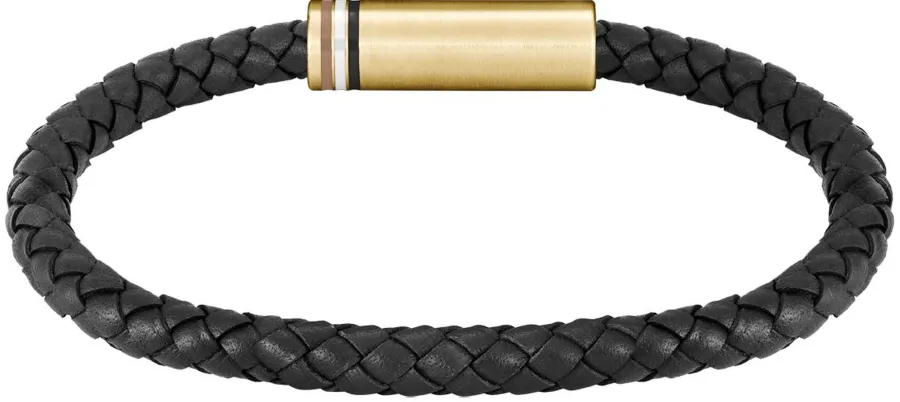 Bransoletka BOSS Ares Single 1580624 czarna – zapięcie z logo BOSS