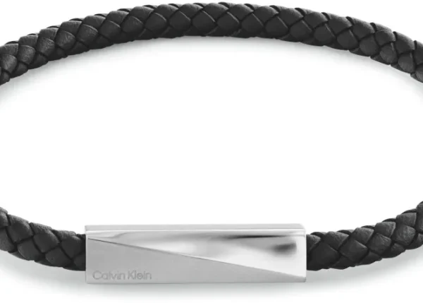 Bransoletka męska Calvin Klein Iconic ID 35100055 skóra czarna