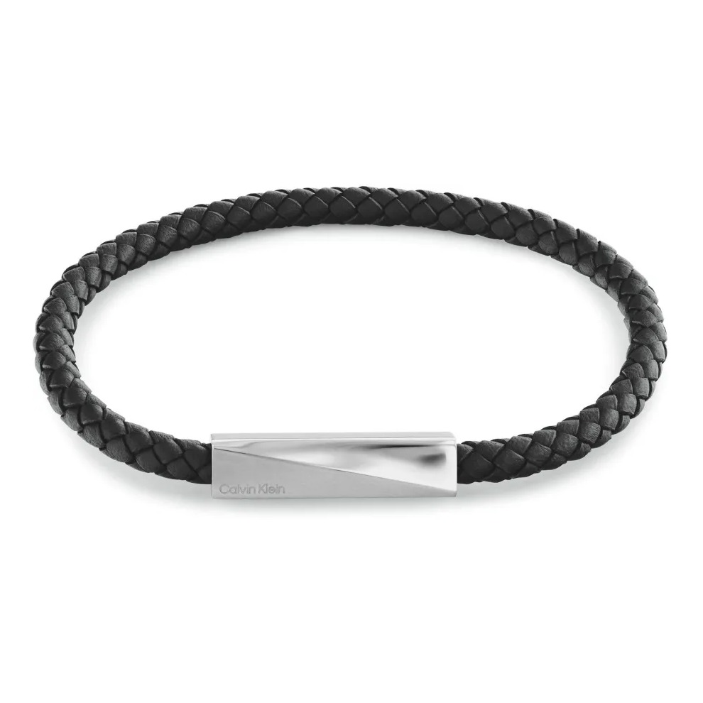 Bransoletka męska Calvin Klein Iconic ID 35100055 skóra czarna