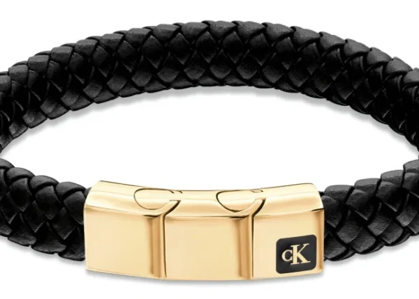 Bransoletka męska Calvin Klein CK Essential 35100115 skóra czarna