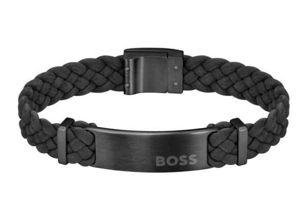 Bransoletka męska BOSS Dylan 1580608M z czarnej skóry naturalnej