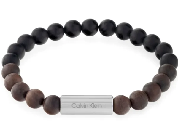 Bransoletka męska Calvin Klein CK Beaded 35000426 stal i drewno czarna